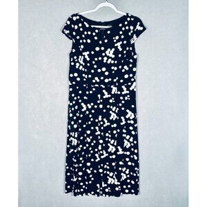 RM LL Dress Womens 12 Black Stretch Polka Dot Maxi Zip